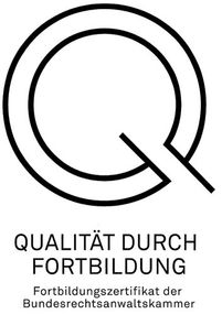 Qualität durch Fortbildung - Fortbildungszertifikat der Bundesrechtsanwaltskammer Logo - Rechtsanwälte Drees & Rüter